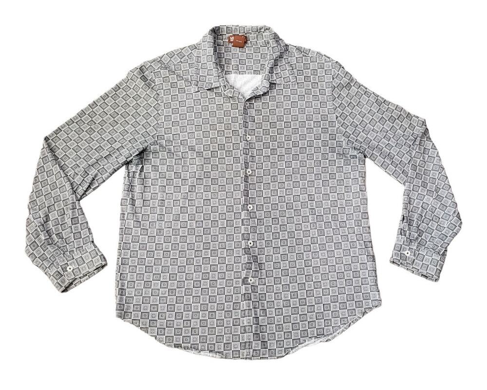 Michael Kors Abstract Art Design Long Sleeve Button Down Collared Dress Shirt